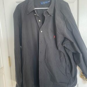 Ralph Lauren Black Button-Down Shirt with Red Pony Logo